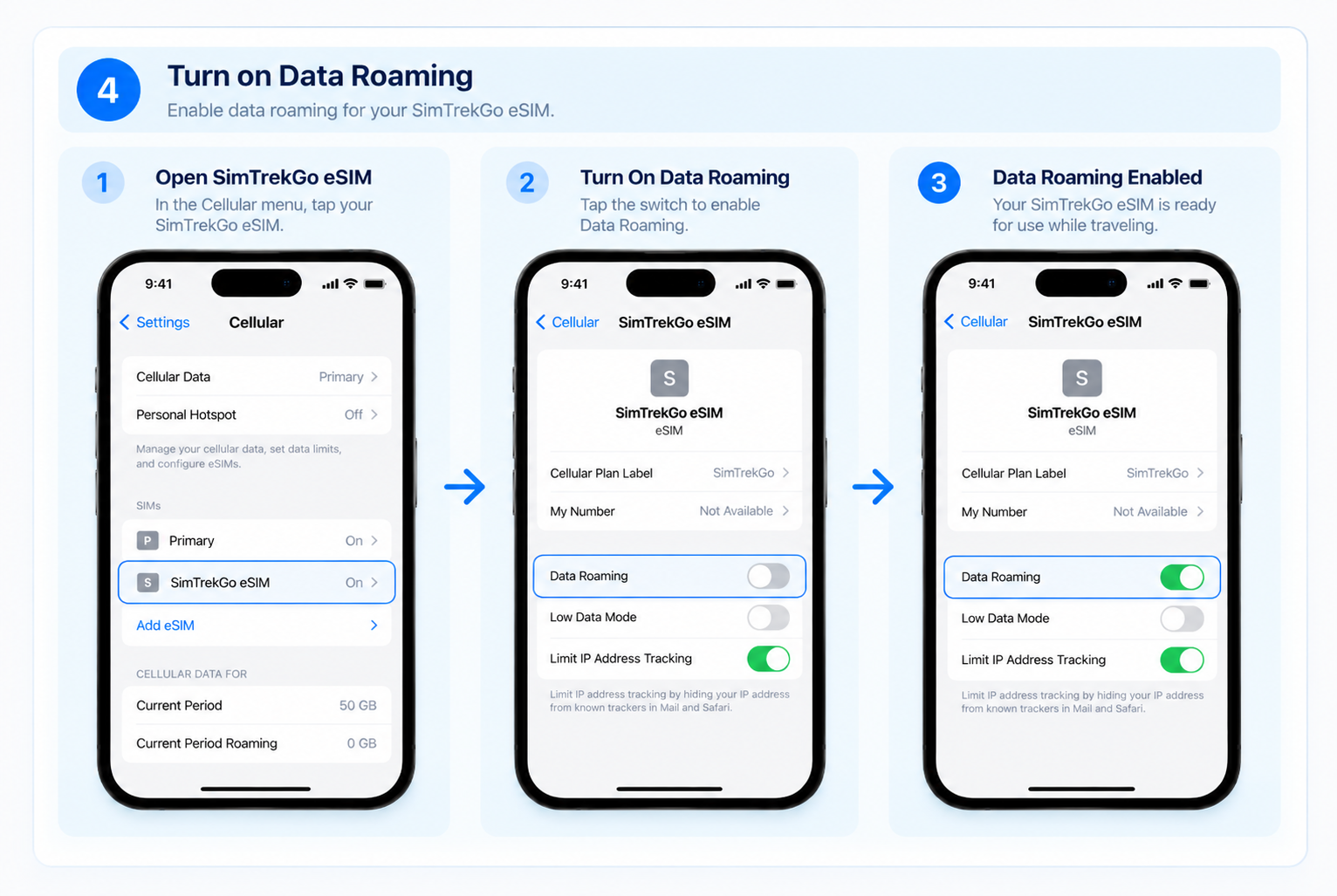 iPhone Data Roaming settings step